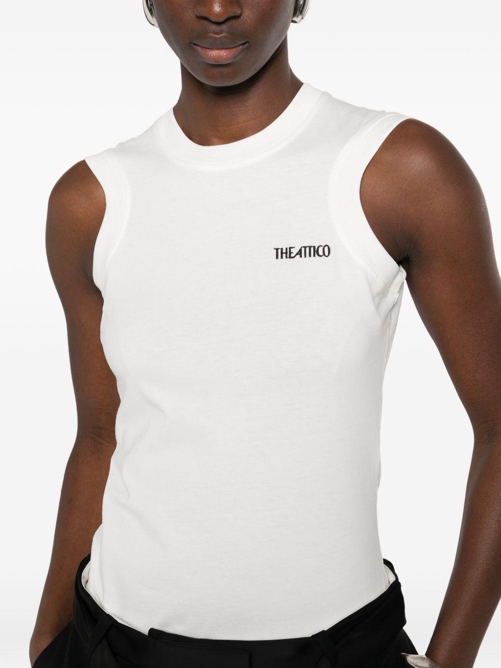THE ATTICO T-shirt in cotone bianco con logo nero 