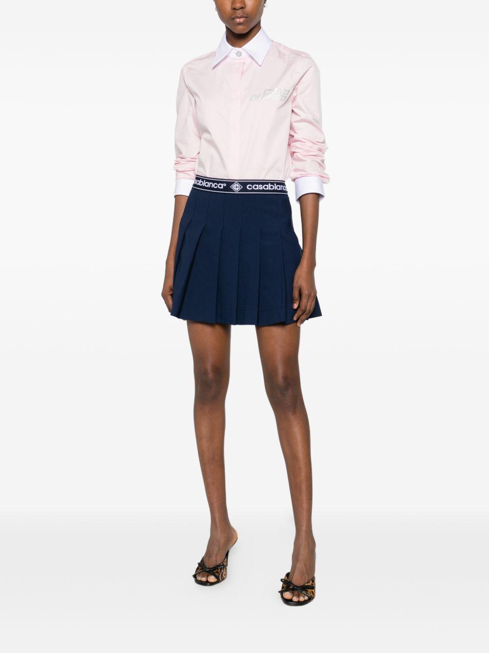 CASABLANCA Camicia con logo strass in cotone rosa 