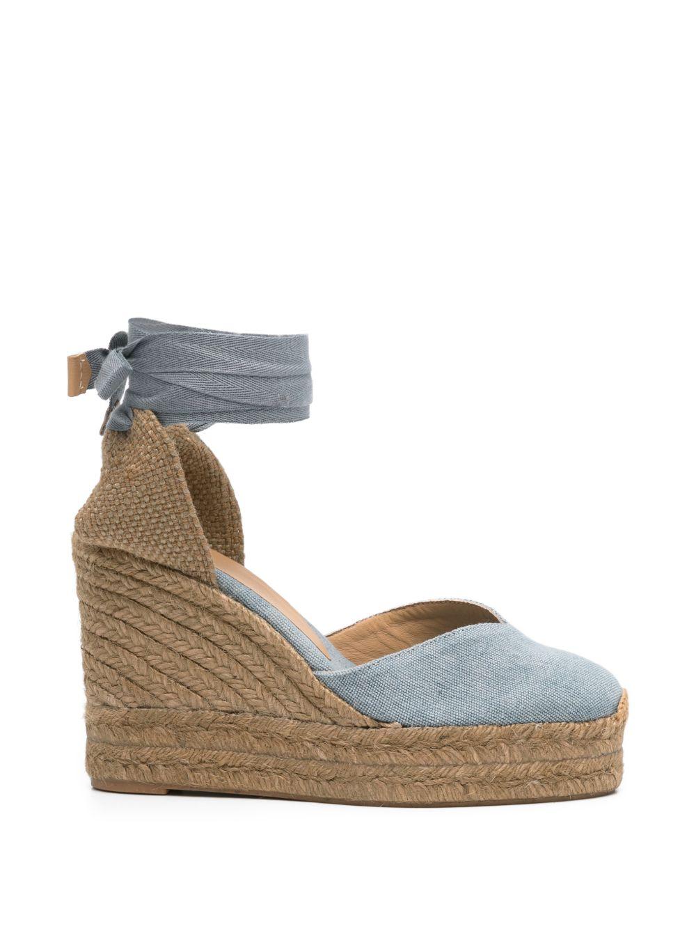 CASTANER Zeppa con lacci in cotone azzurro 