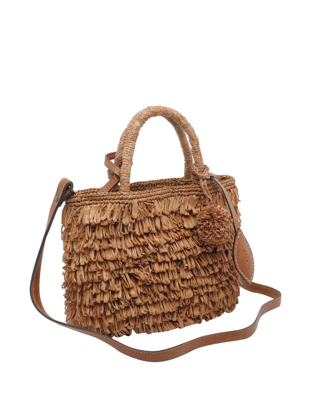 AFAR Borsa a mano in rafia marrone 