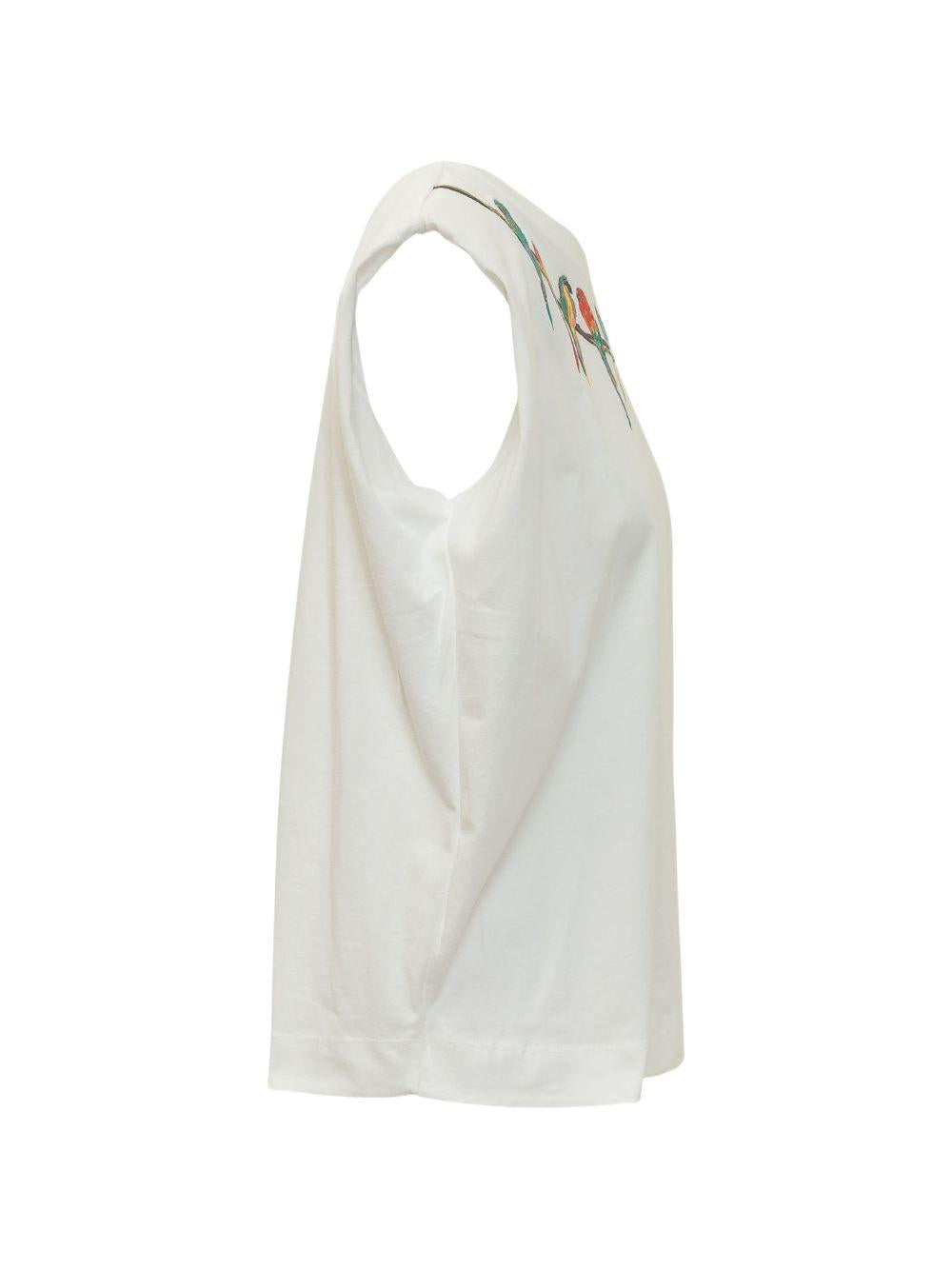 FARM RIO Top bianco con grafica pappagalli 