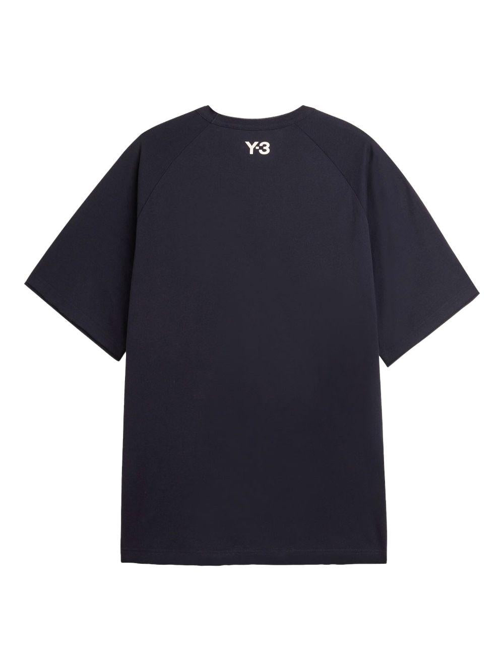 Y3 T-shirt in cotone nero con strisce bianche 