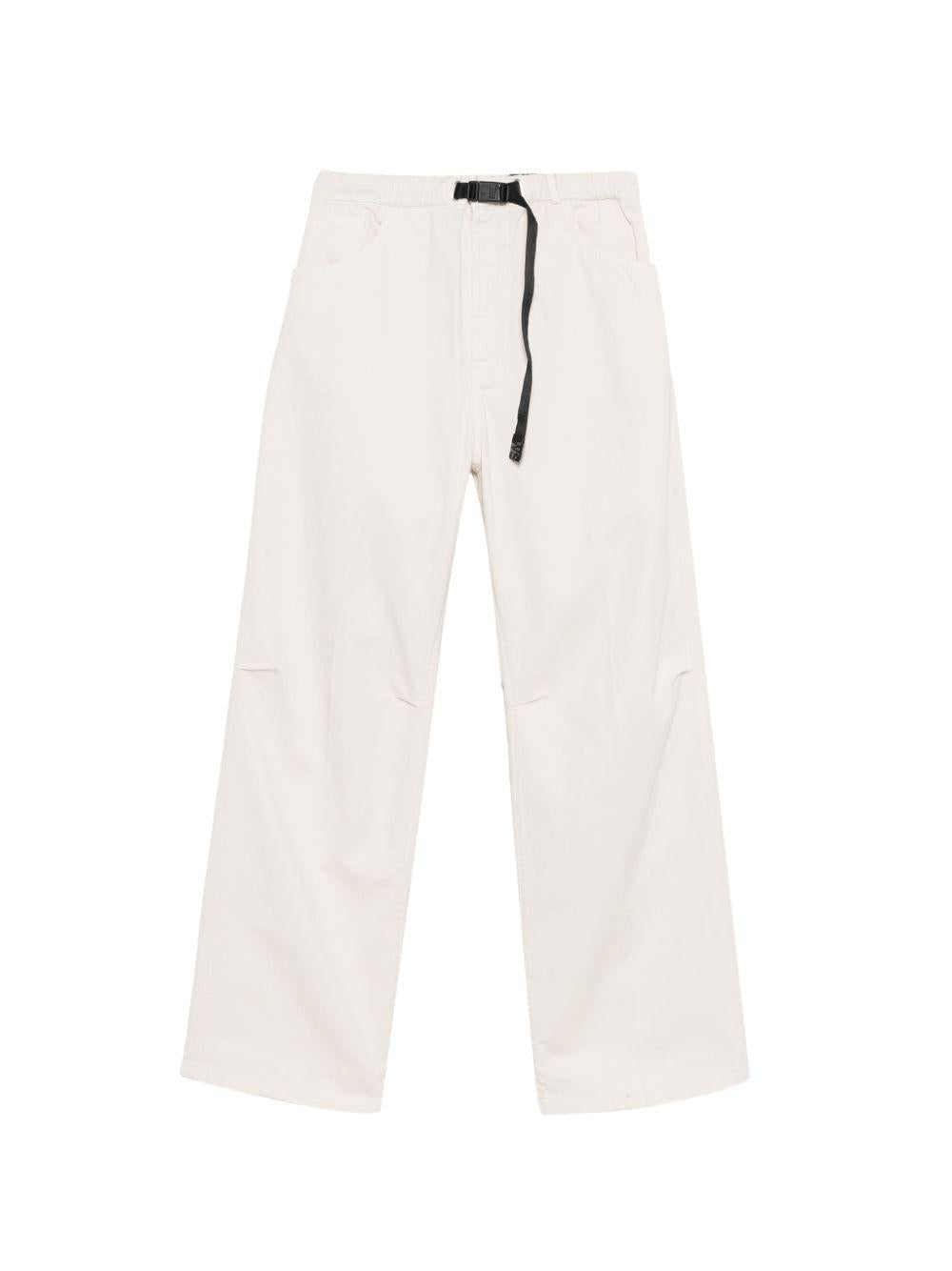 WHITE SAND Pantaloni in cotone bianco con cintura nera 