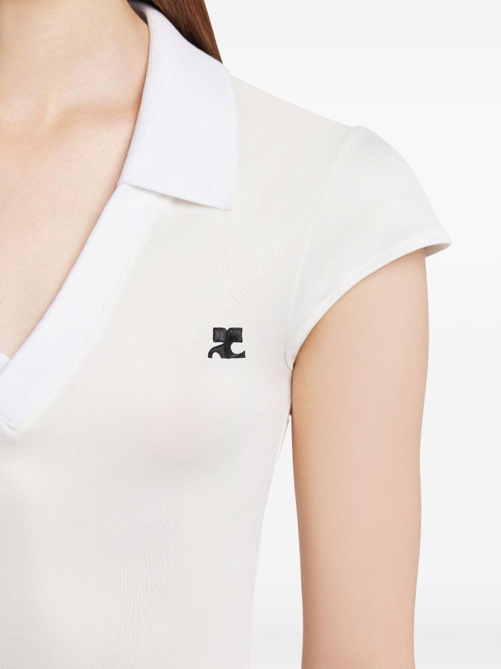 COURREGES Abito lungo con scollo a polo e spacco laterale 