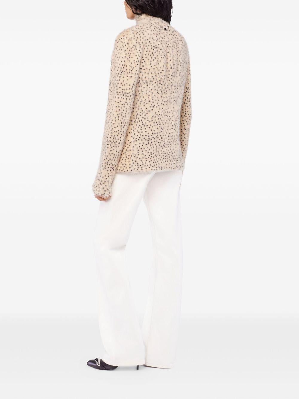 RABANNE Gilet in maglia beige a pois neri 