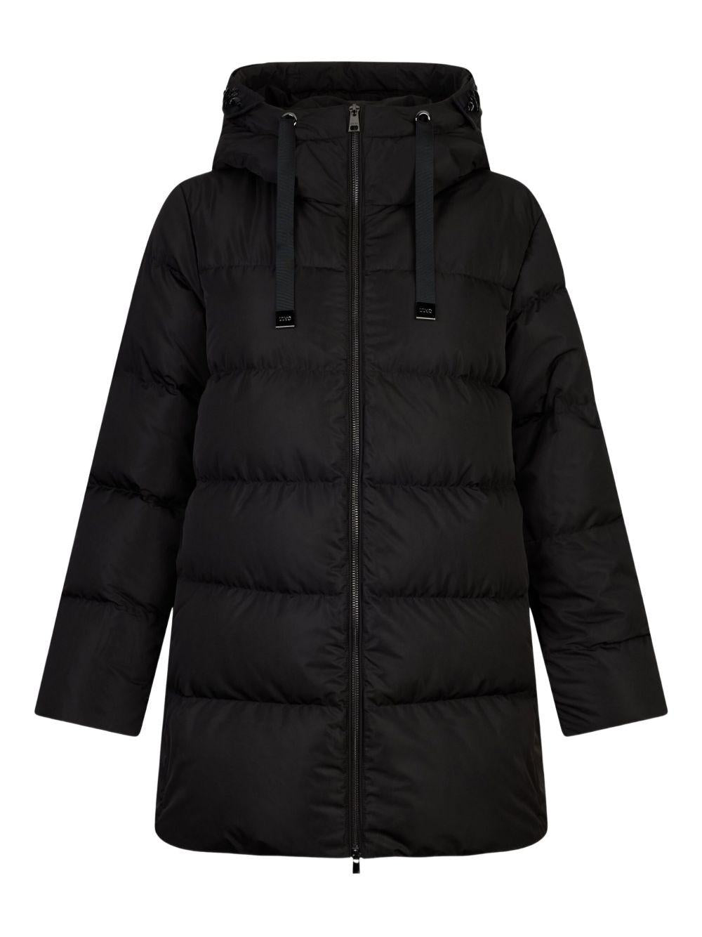LIUJO Piumino nero lungo con cappuccio 