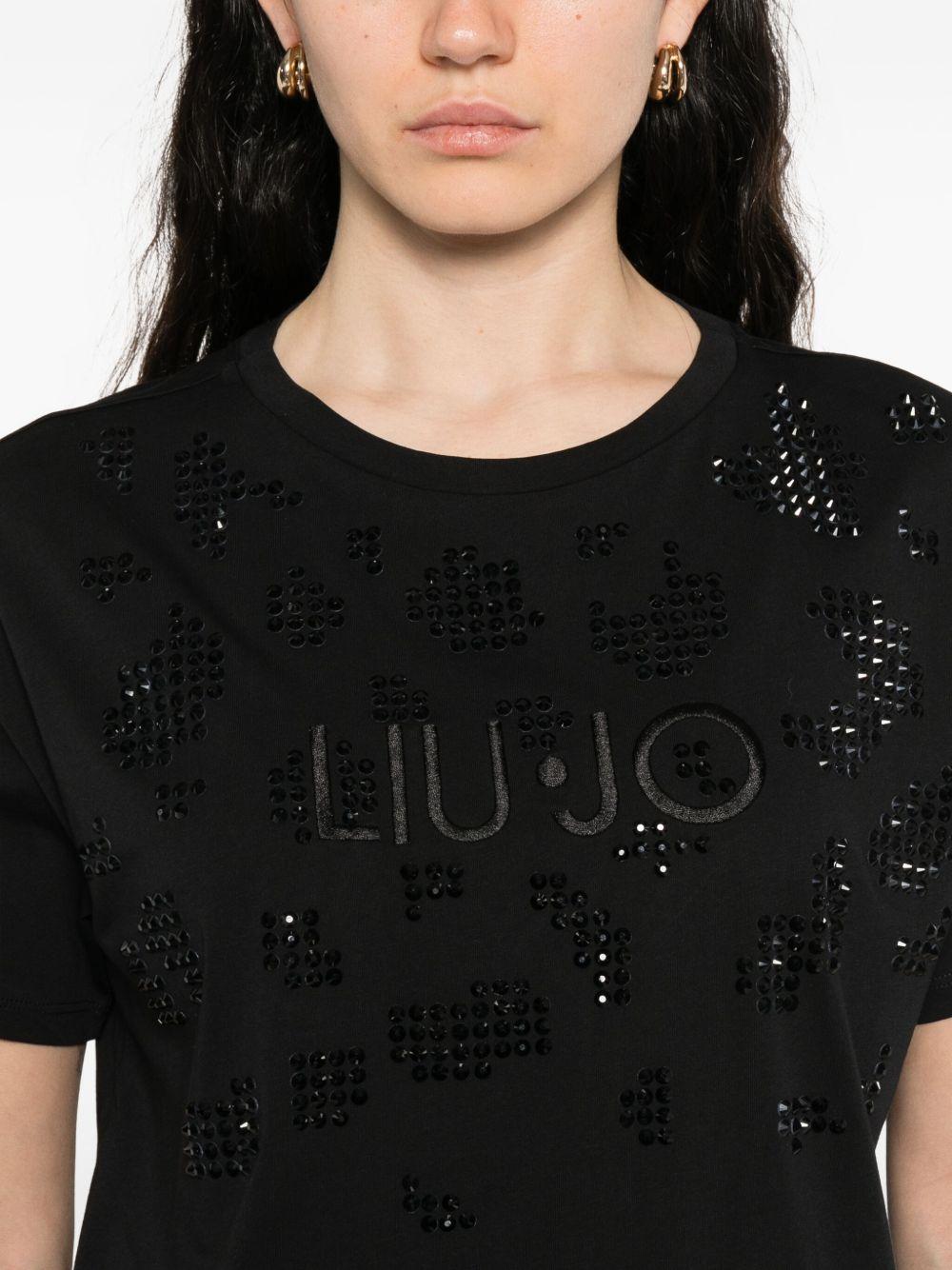 LIUJO T-shirt con strass e logo 