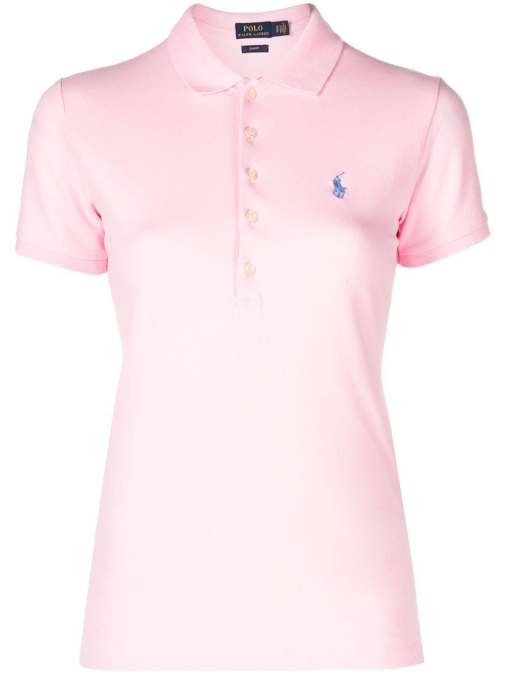 POLO RALPH LAUREN Polo in cotone elasticizzato rosa 
