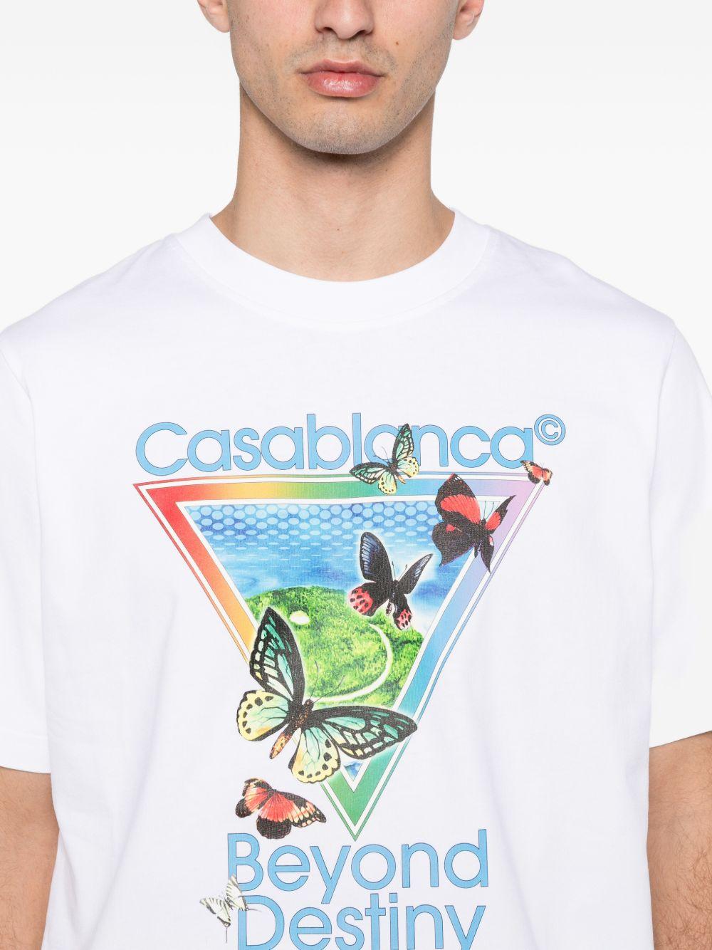 CASABLANCA T-shirt in cotone bianco con stampa e logo 