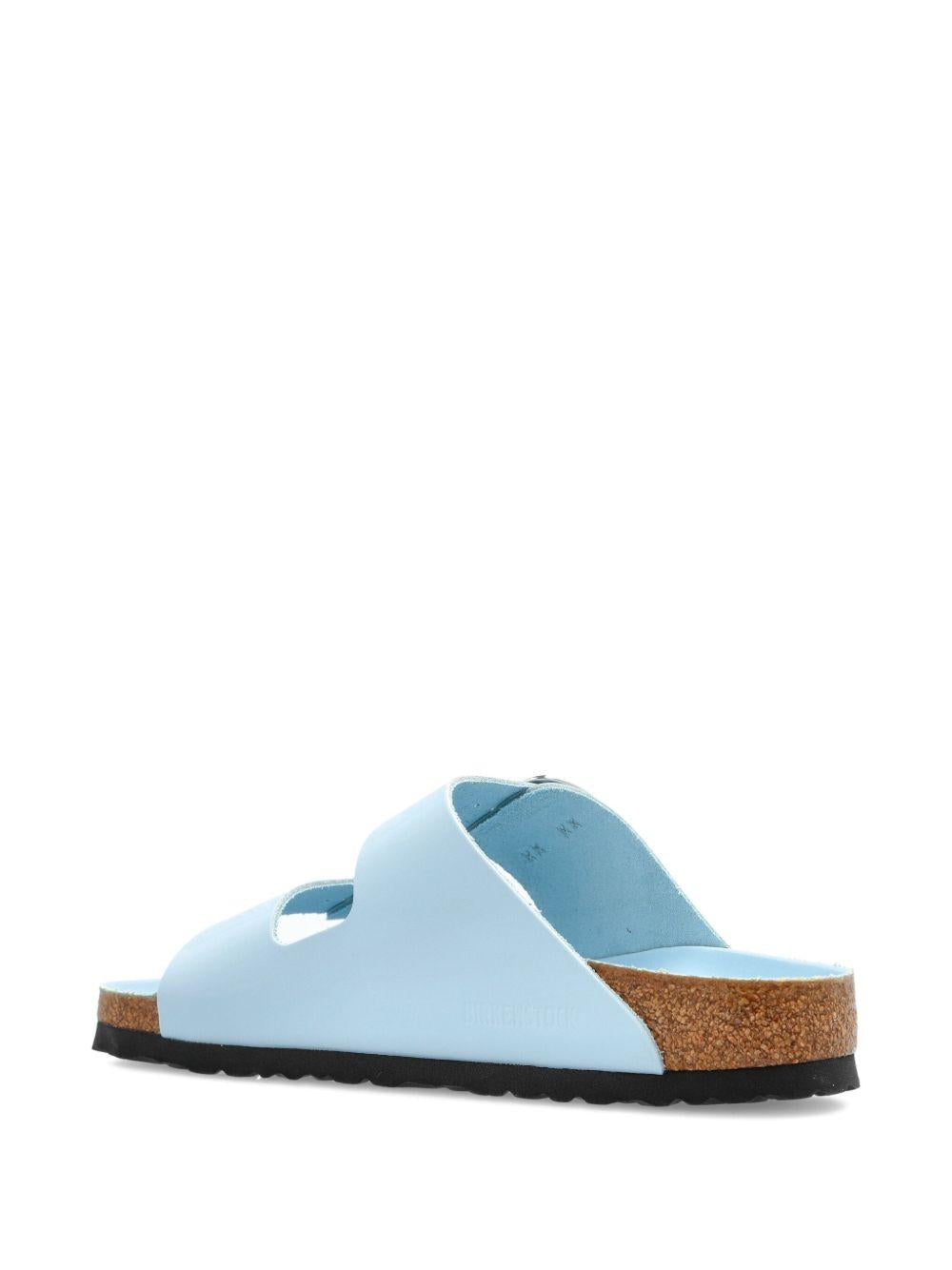 BIRKENSTOCK Ciabatte Arizona in pelle azzurra con fibbia argento 