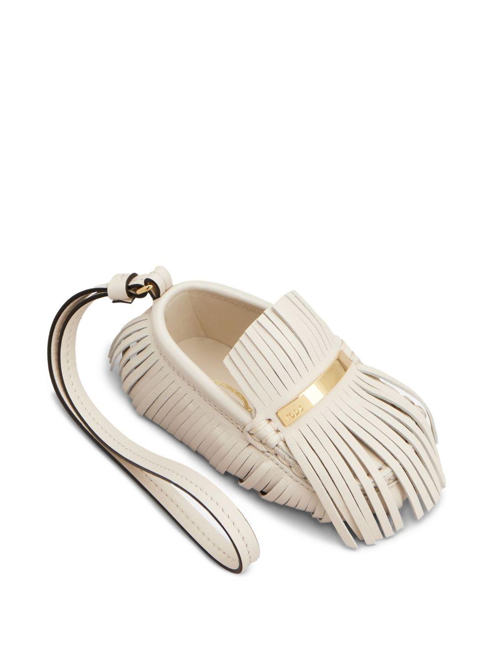 TODS Portachiavi a forma di mocassino bianco 