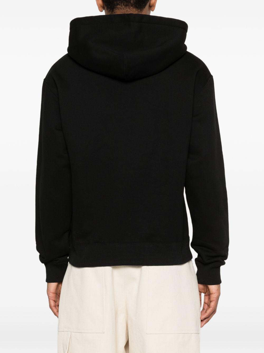 JIL SANDER Felpa in cotone nero con cappuccio e logo bianco 