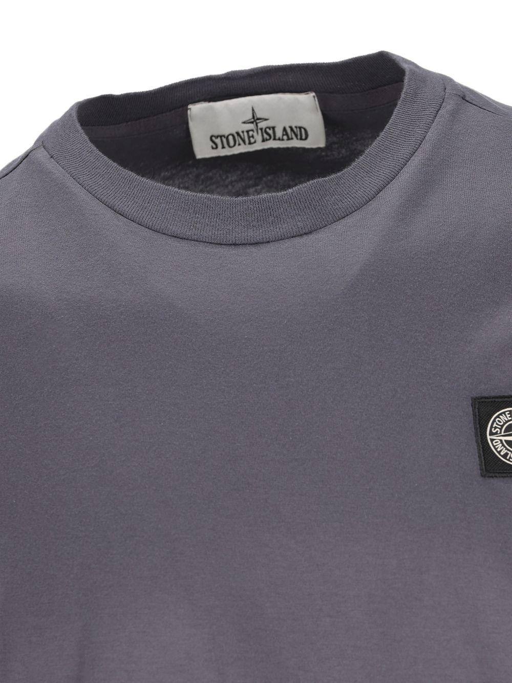 STONE ISLAND T-shirt in cotone grigio con logo 