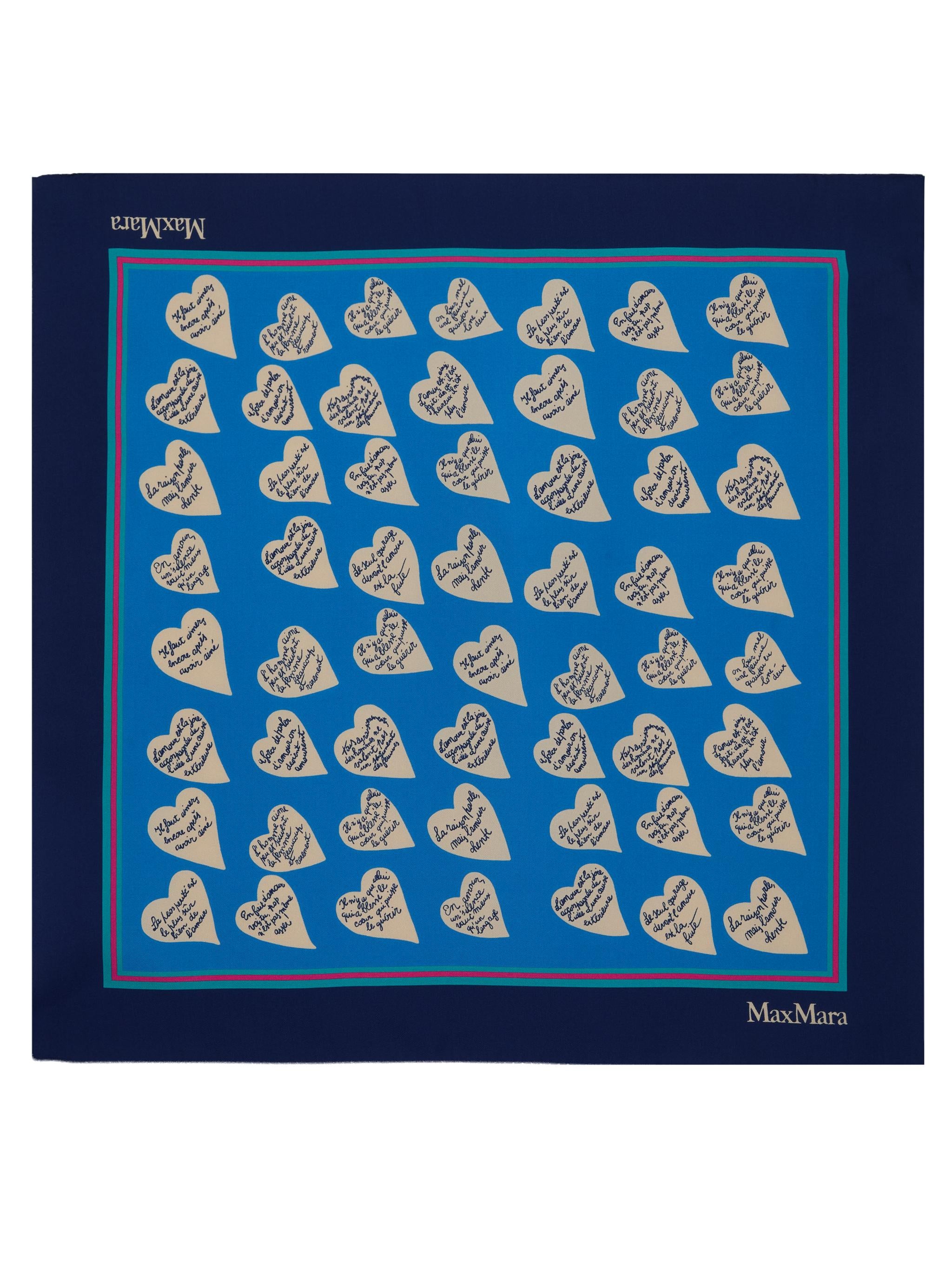 MAX MARA Sciarpa foulard Vallo con grafica a cuori blu 