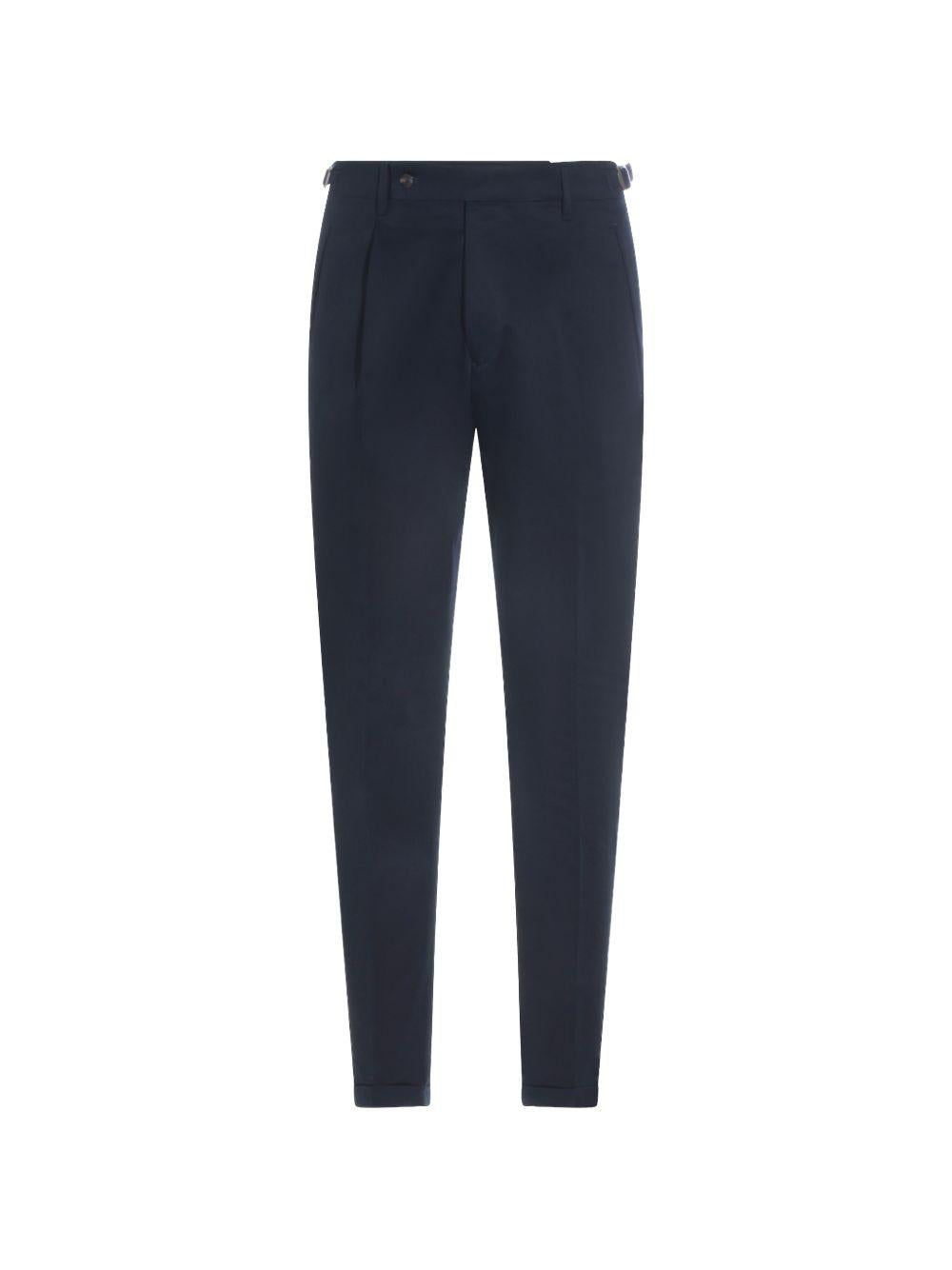 BERWICH Pantaloni Retrolong in cotone blu con pence 