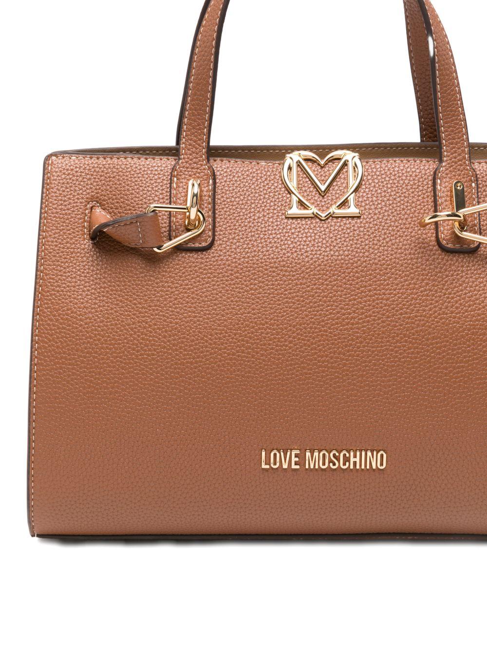 LOVE MOSCHINO Borsa a mano marrone in ecopelle con tracolla 