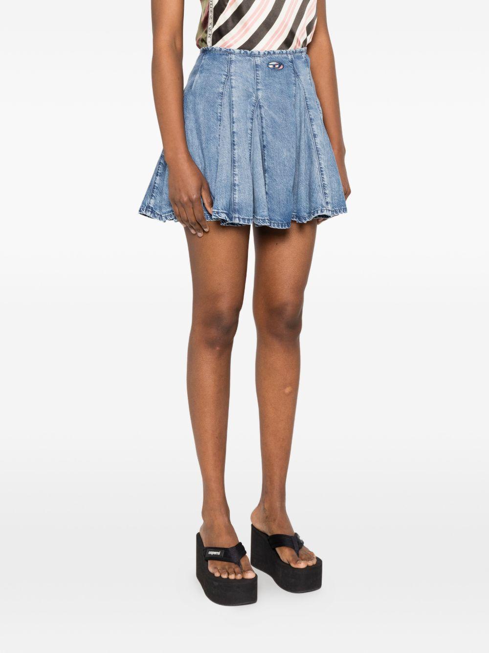 DIESEL Mini gonna a pieghe in cotone blu denim 
