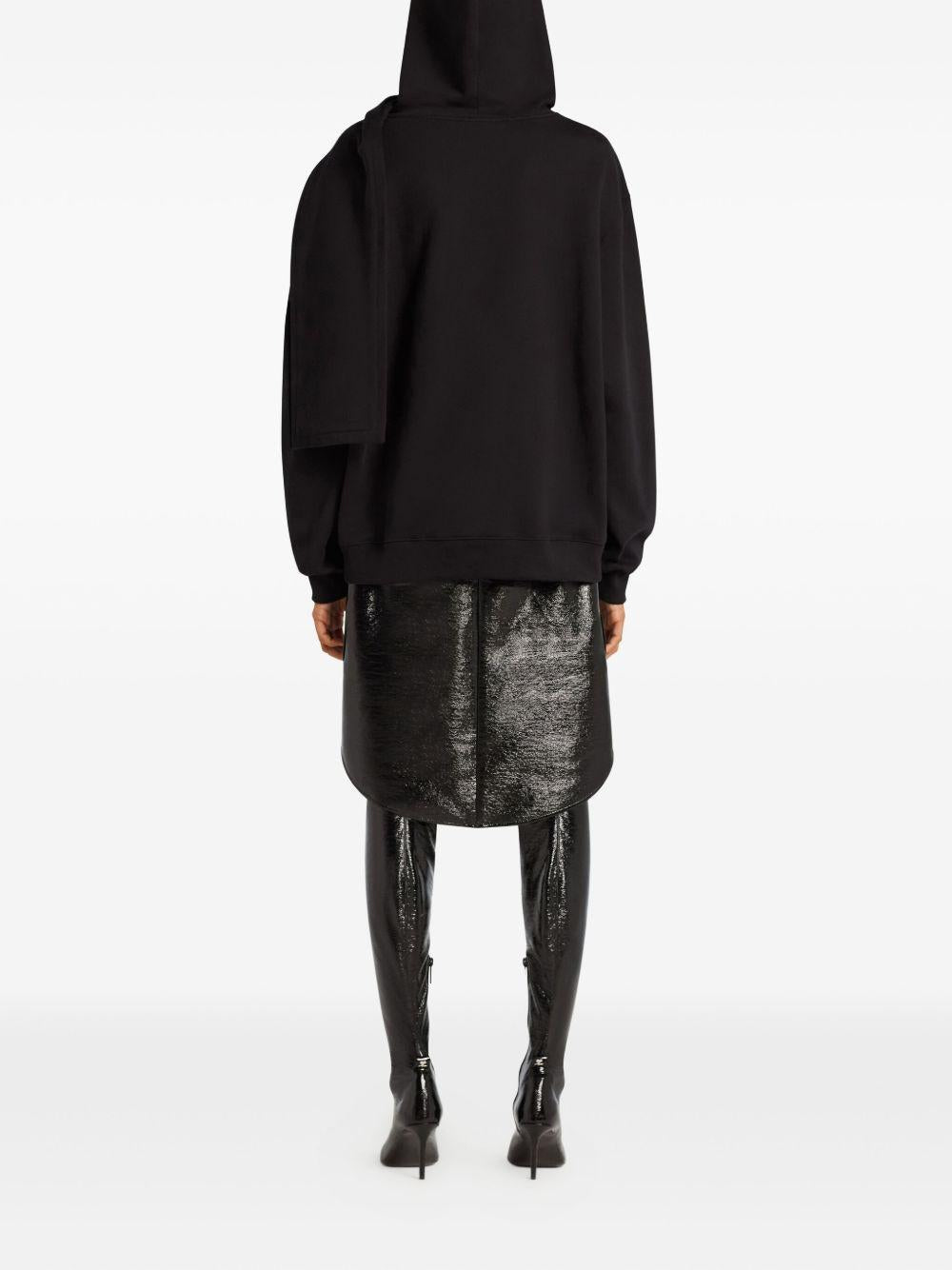 COURREGES Felpa nera con cappuccio firmata Courreges 