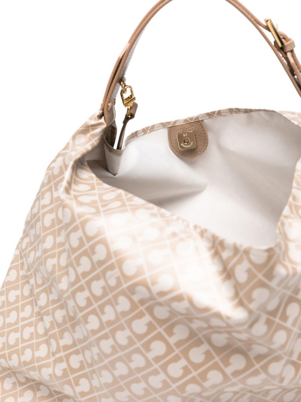 GHERARDINI Borsa a spalla color avorio Softy Creta con logo all-over 