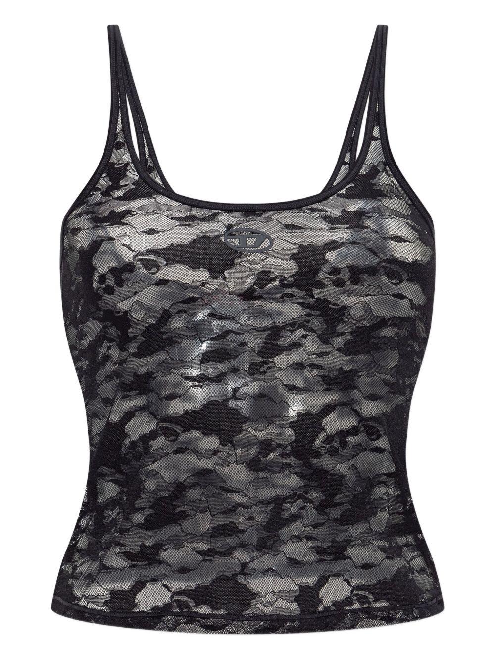 DIESEL Top 'Kirsten' in pizzo nero 