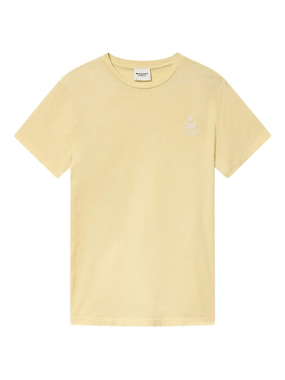 MARANT ETOILE T-shirt gialla a maniche corte con logo sul petto 
