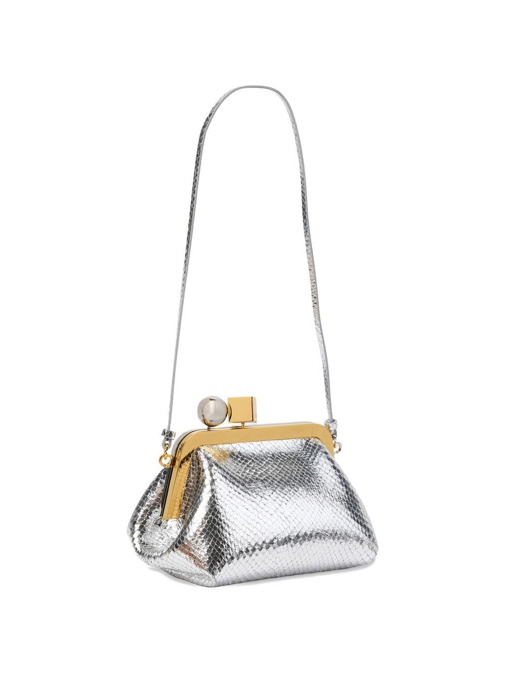 JACQUEMUS Borsa a spalla Berlingot argento in pelle 