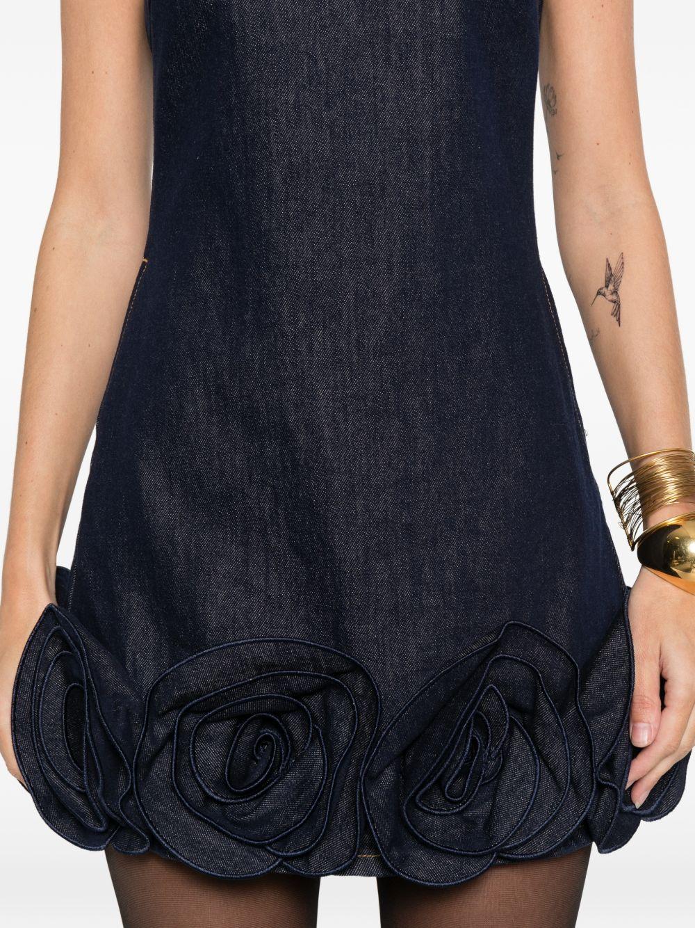 SELF PORTRAIT Abito corto blu con applicazione floreale 