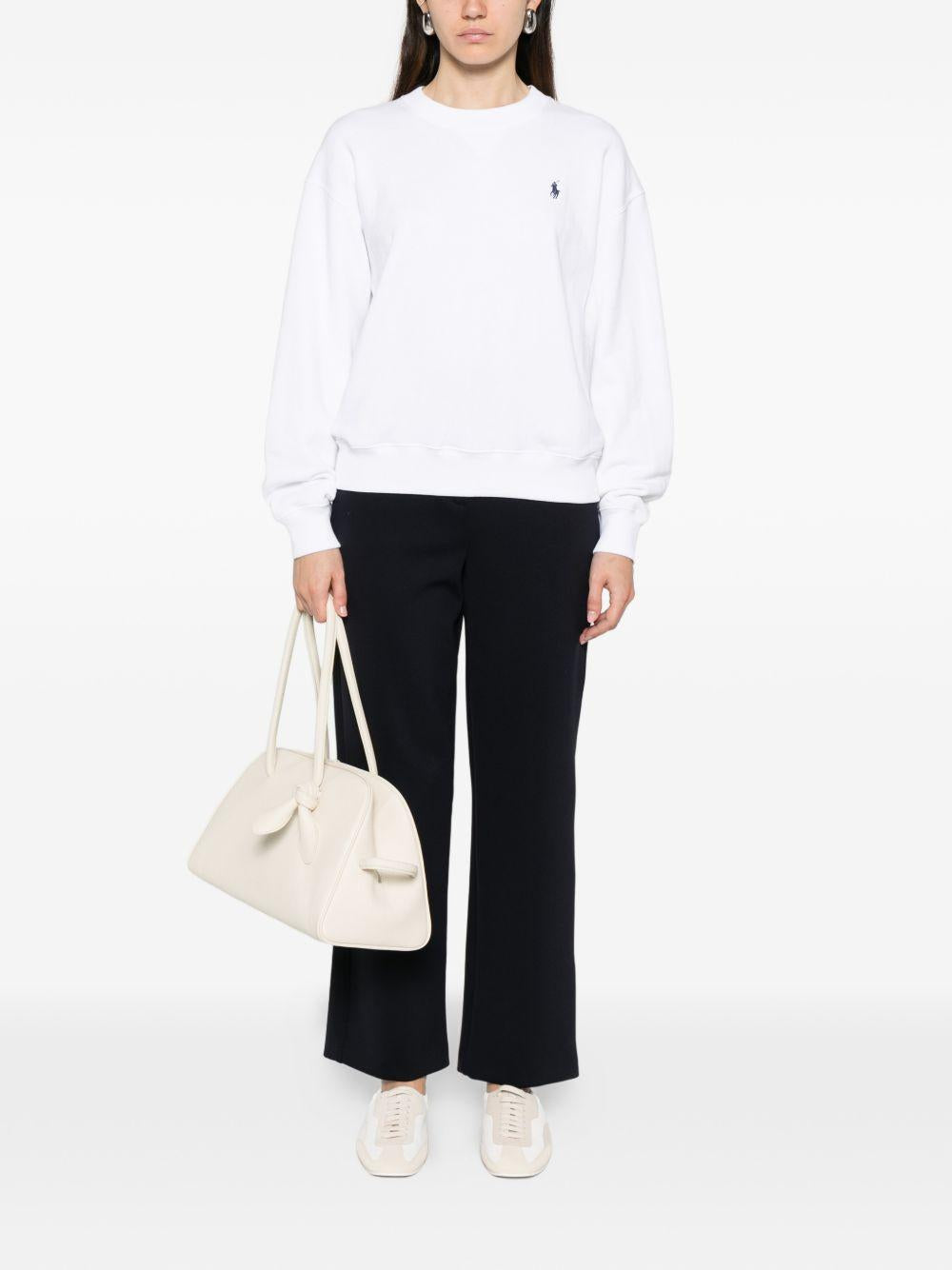 POLO RALPH LAUREN Felpa girocollo bianca con logo 