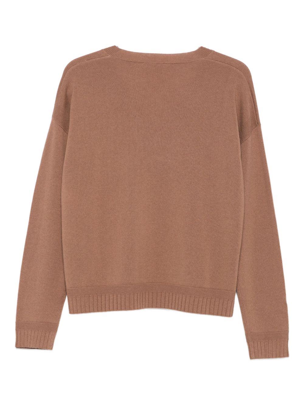 LIUJO Maglia in lana e cashmere beige con scollo a V 