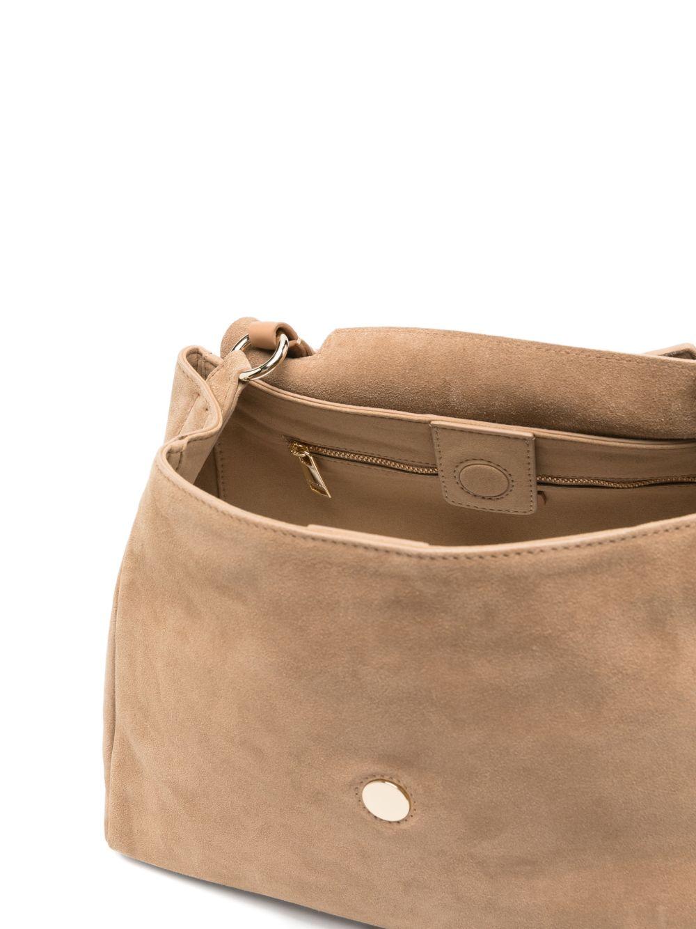 ORCIANI Borsa in suede Sveva Peach Flowers Midi marrone 