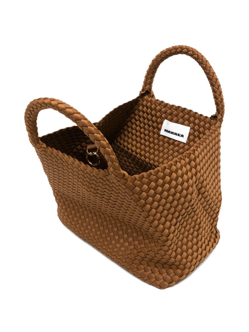 MARREA Borsa a mano marrone con texture intrecciata 