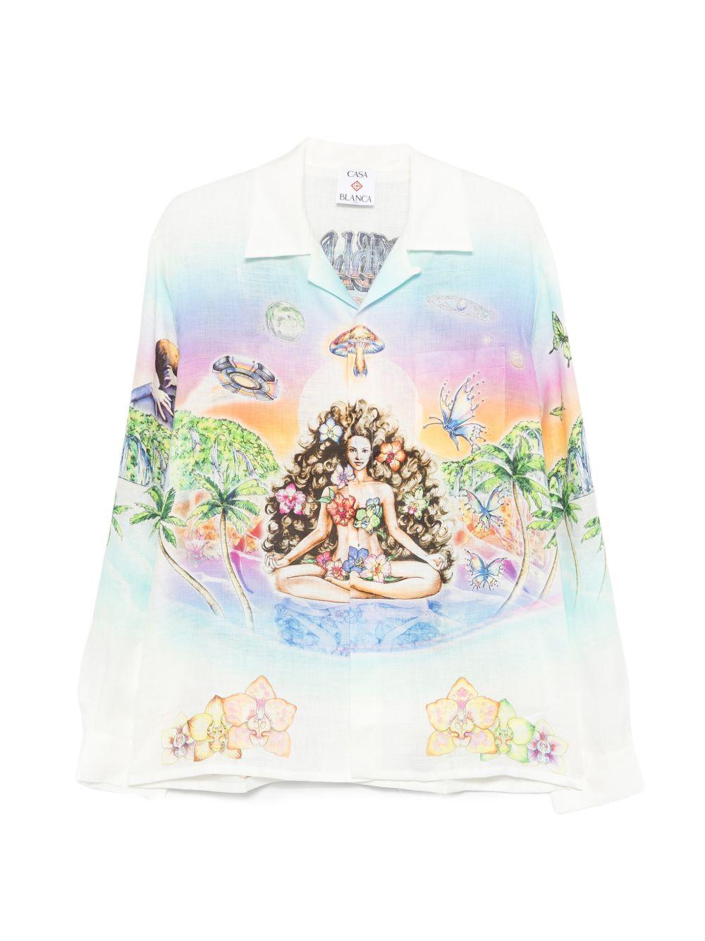 CASABLANCA Camicia in seta con stampa multicolore 