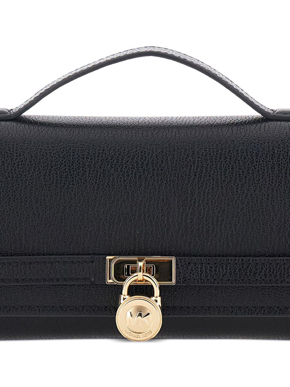 MICHAEL KORS Clutch 'Hamilton Moderne' in pelle nera con lucchetto 