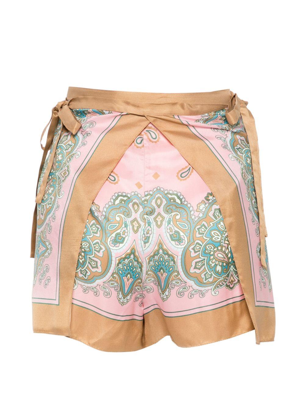 PINKO Pareo shorts da mare Merengue rosa e marrone 