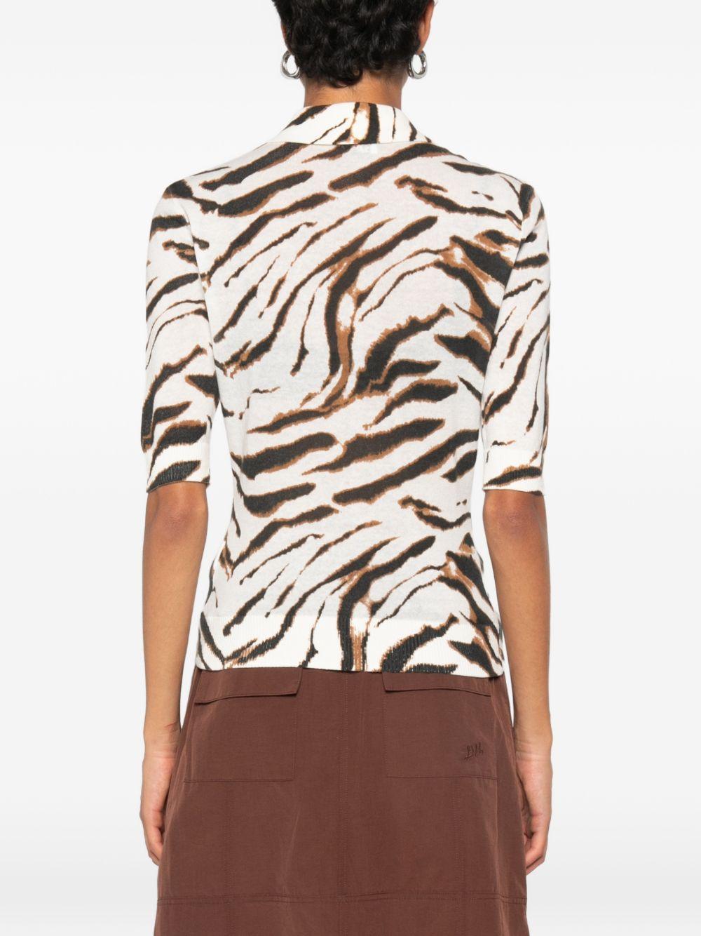 GANNI Polo con stampa zebra e logo in cotone biologico 