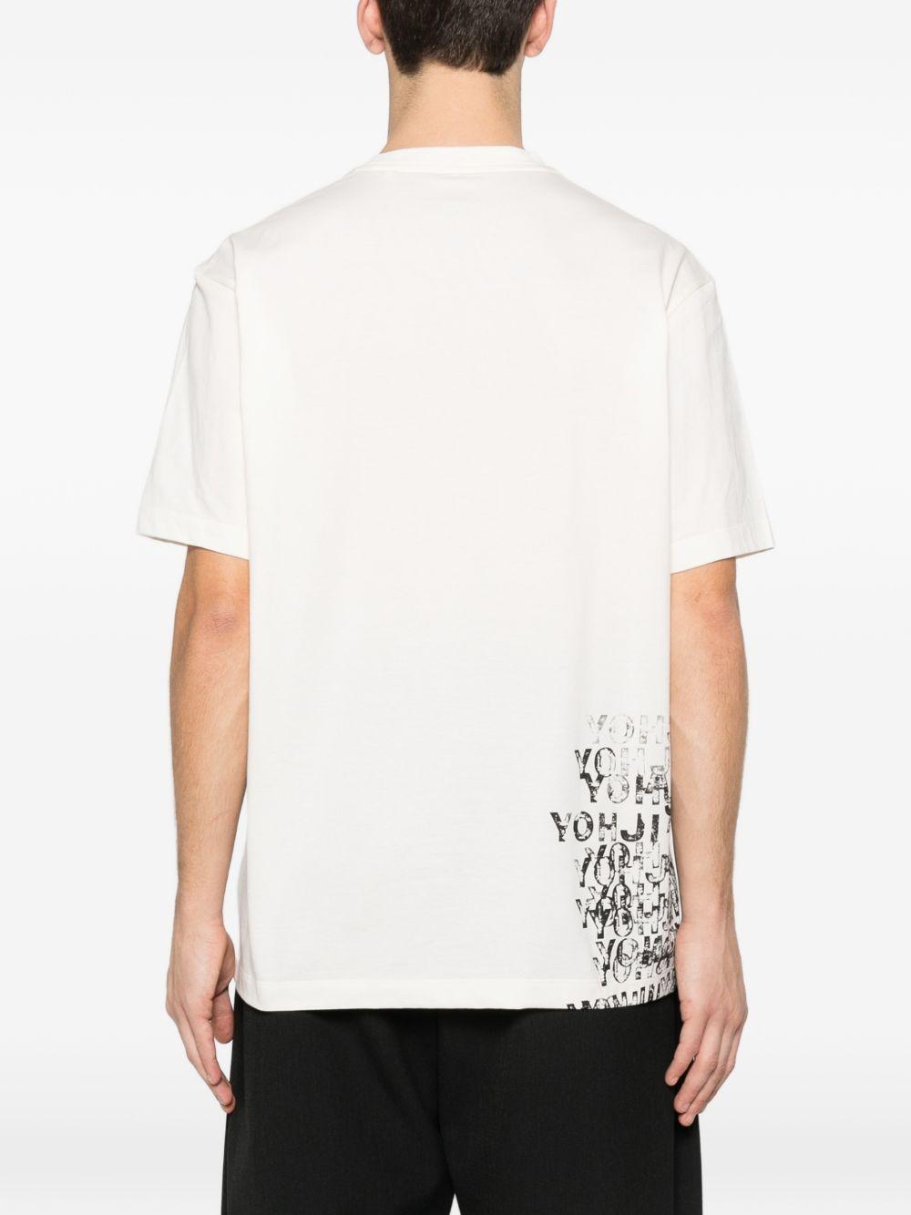 Y3 T-shirt in cotone bianco con stampa nera 