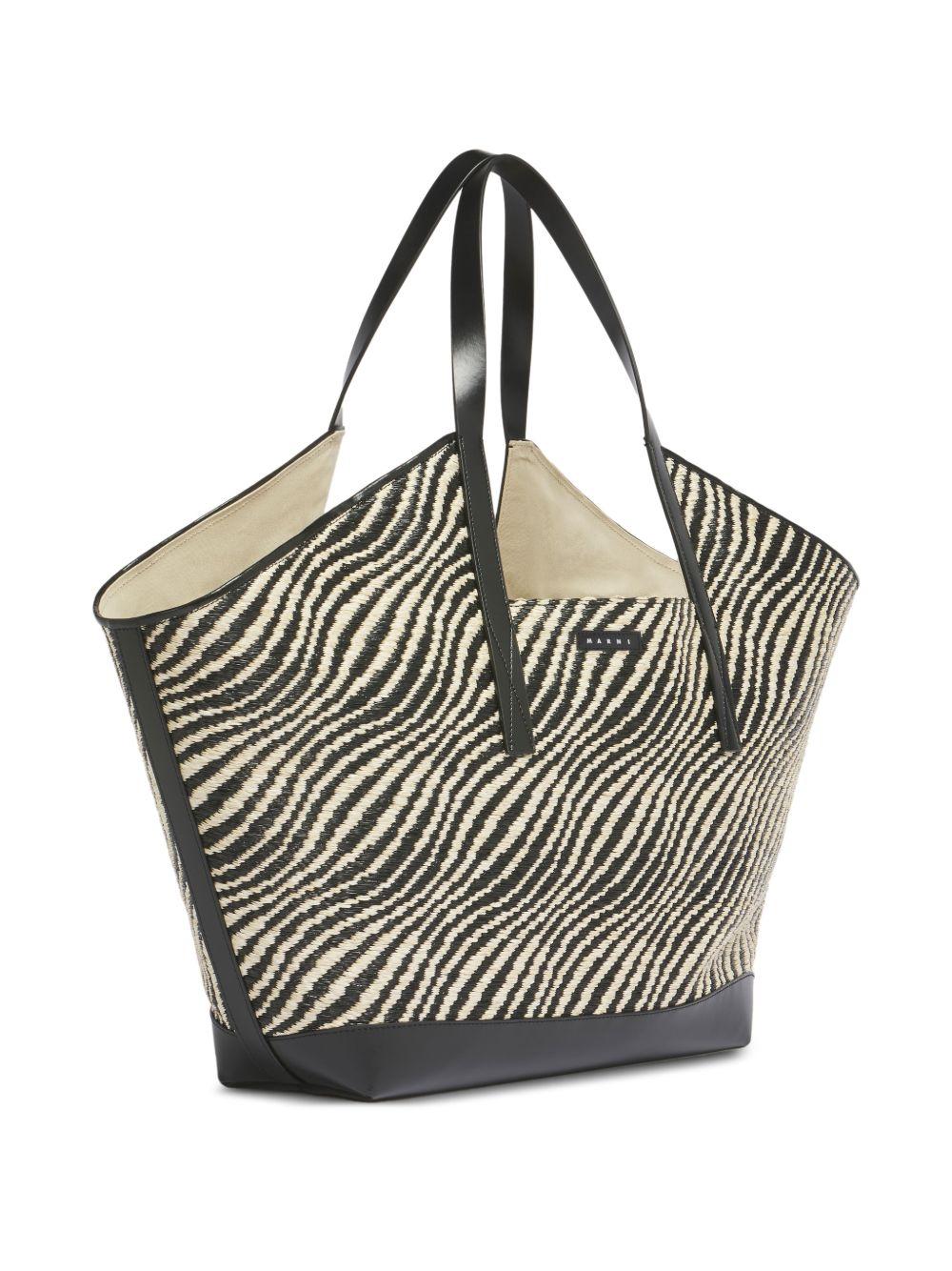 MARNI Borsa shopping motivo zebrato con logo 