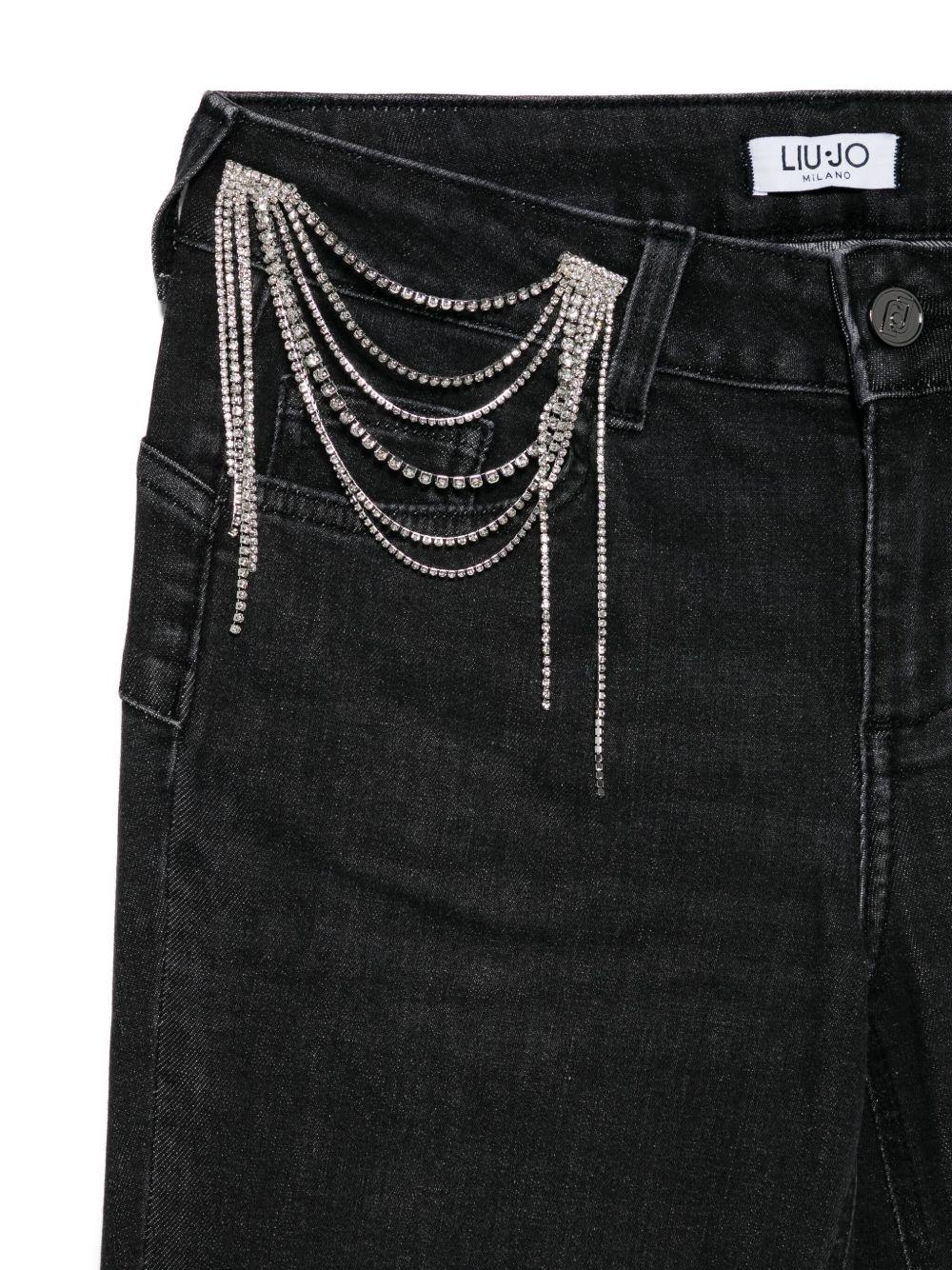 LIUJO Jeans nero con dettagli di strass 