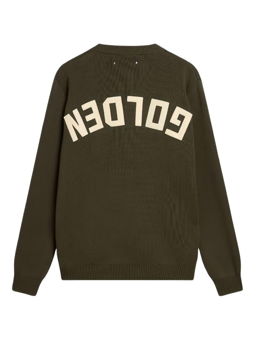 GOLDEN GOOSE Maglione girocollo basic in misto cotone verde 