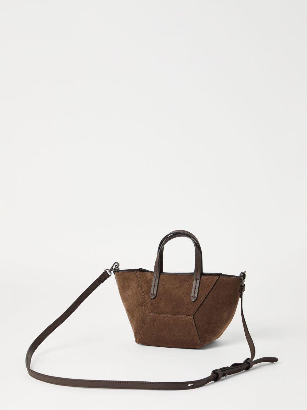BRUNELLO CUCINELLI Borsa a tracolla Mini in suede marrone 