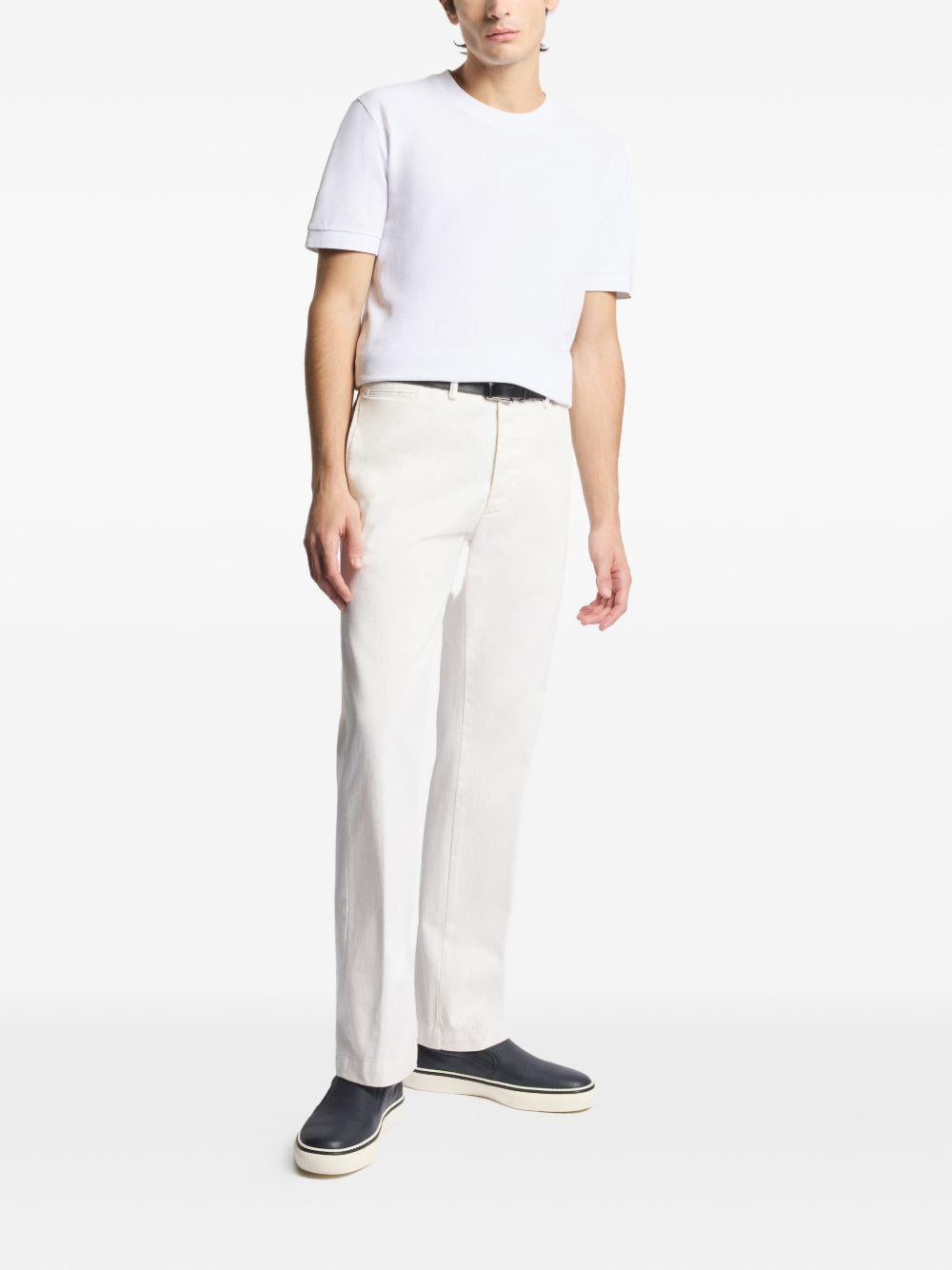 FAY T-shirt in cotone bianco a maniche corte girocollo 