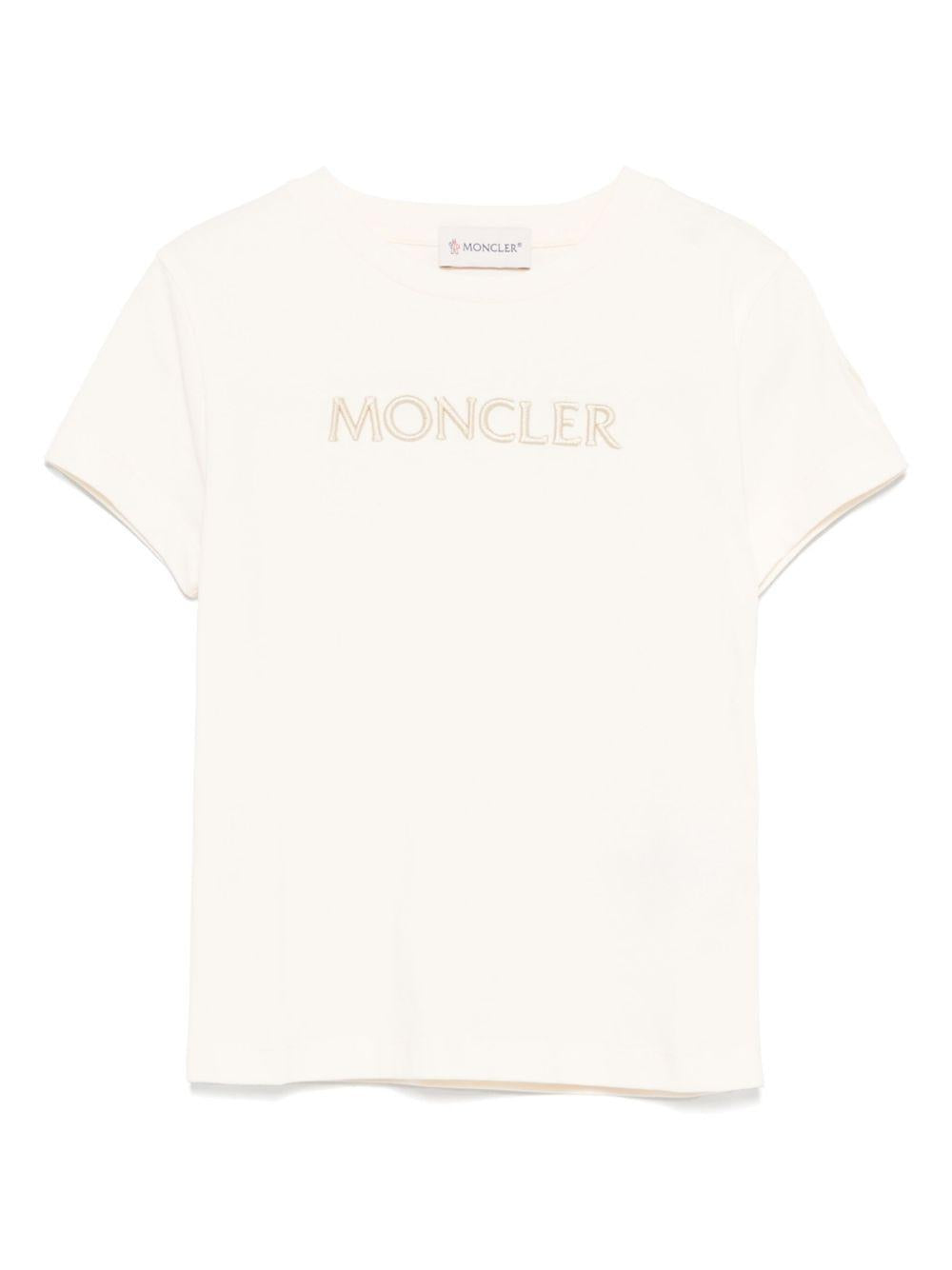 MONCLER T-shirt in cotone avorio 
