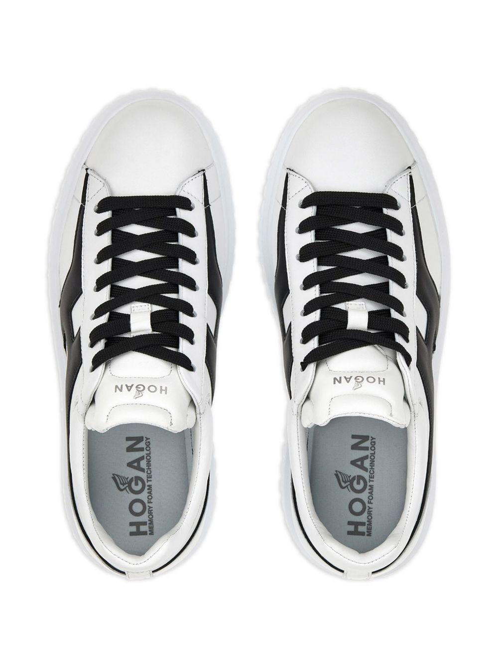 HOGAN Sneakers H-Stripes in pelle di montone bianco nero 