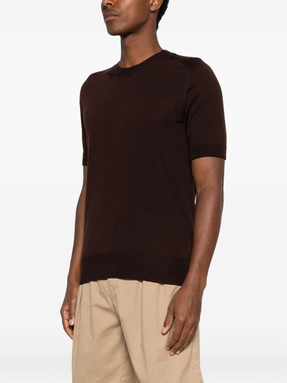 FUMAGALLI T-shirt in maglia Mono in lana merino marrone 