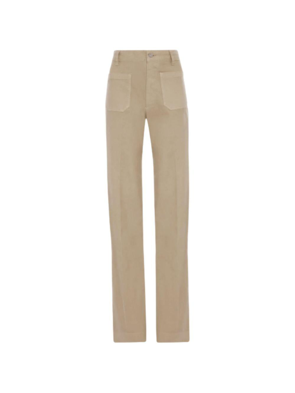 VICTORIA BECKHAM Jeans in cotone beige con tasche 