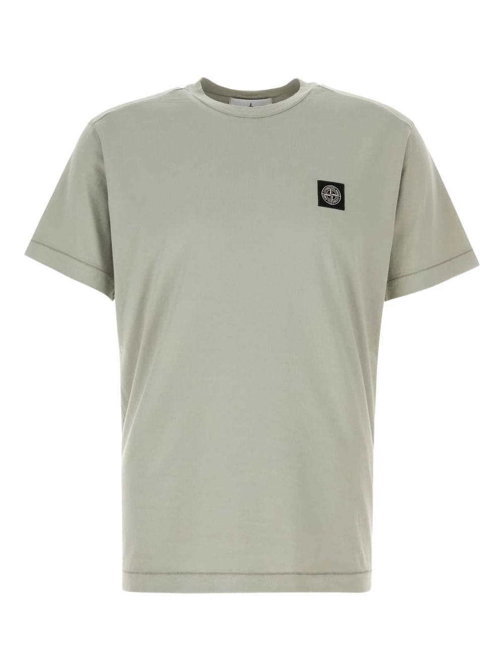 STONE ISLAND T-shirt in cotone verde con logo 