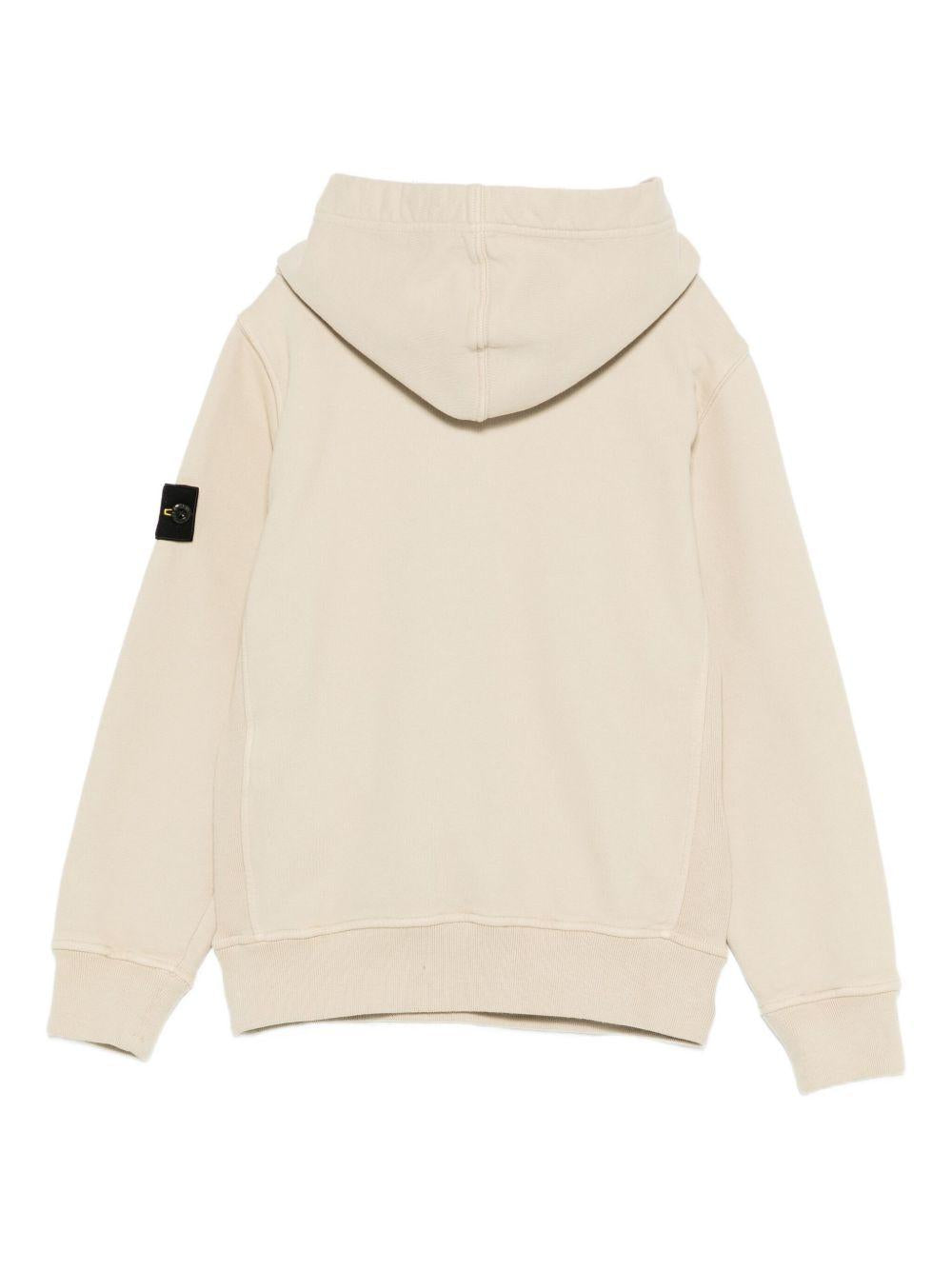 STONE ISLAND Felpa con cappuccio in cotone beige 