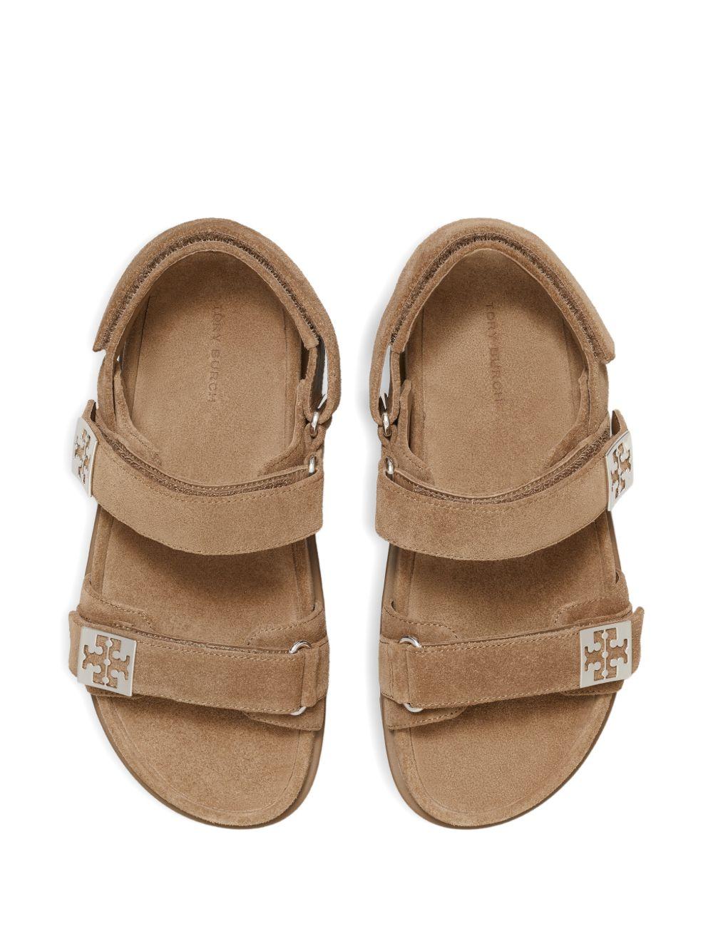 TORY BURCH Sandali Mellow in suede con chiusura in velcro e suola carrarmato 