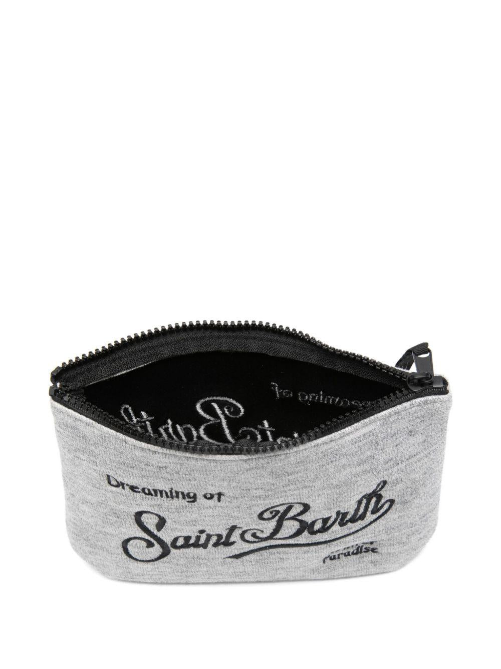 MC2 SAINT BARTH Pochette grigia con logo ricamato 