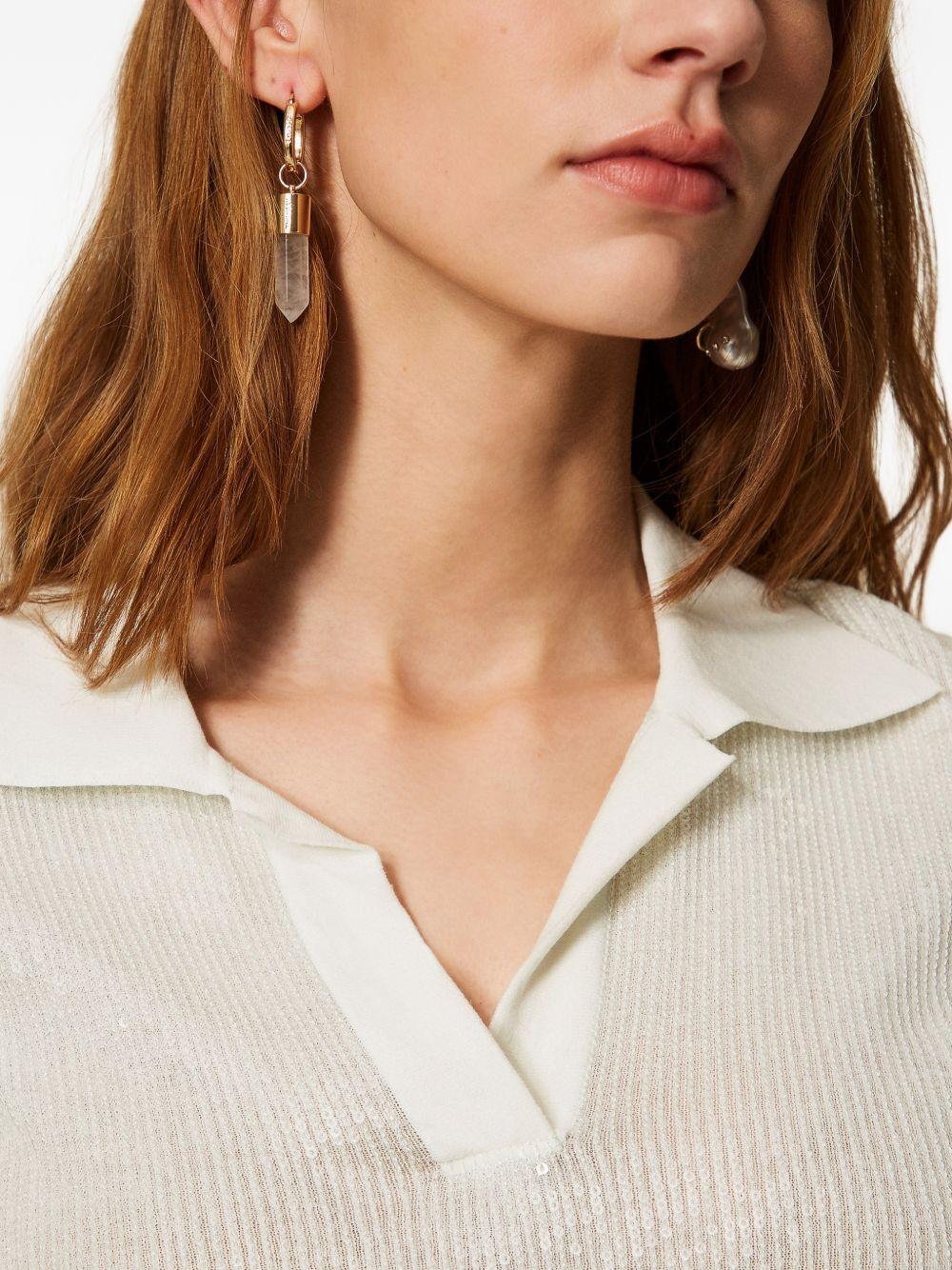 TWINSET Polo con paillettes in cotone verde acqua 